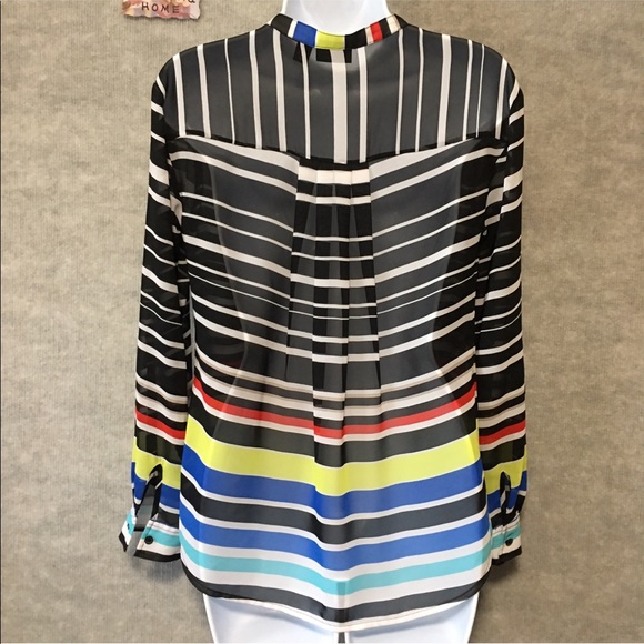 TOP ANA 1/4 TAB FRONT ROLL TAB SLEEVES STRIPES red white blue black yellow PS - Picture 6 of 11